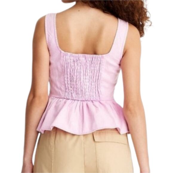 Future Collective Womens Sleeveless Pink Denim Corsett With Flounce Hem Size XXL - Picture 2 of 7